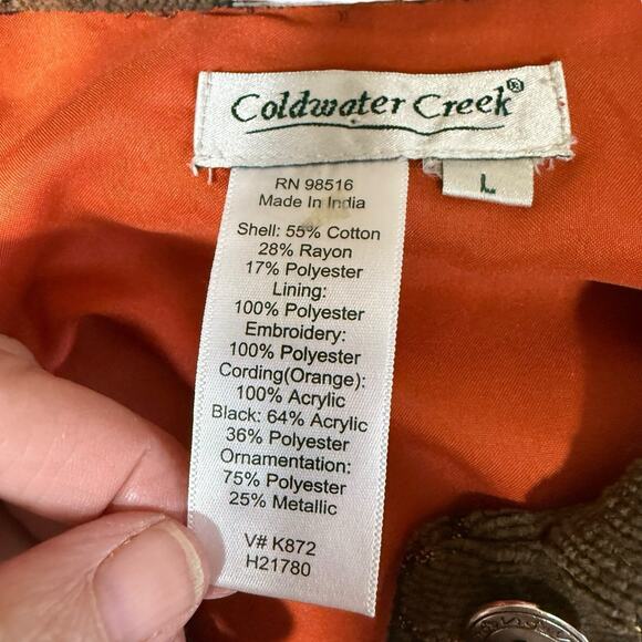 Coldwater Creek Jacket Women's Tapestry Sz Large Brown Embroidered Grandmacore - Picture 5 of 11